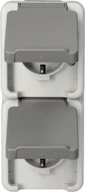 Merten Aquastar SCHUKO-Doppel-Steckdose senkrecht, lichtgrau