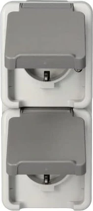 Merten Aquastar SCHUKO-Doppel-Steckdose senkrecht, lichtgrau