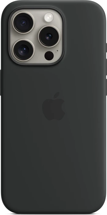 Apple Silikon Case mit MagSafe für iPhone 15 Pro schwarz