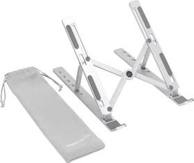 AmazonBasics Tragbarer Laptopständer mit 6 verstellbaren Winkeln, Notebook-Stand 10-15.6", silber