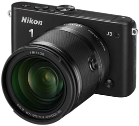 Nikon 1 J3 schwarz mit Objektiv 1 NIKKOR 10-100mm 4.0-5.6 VR