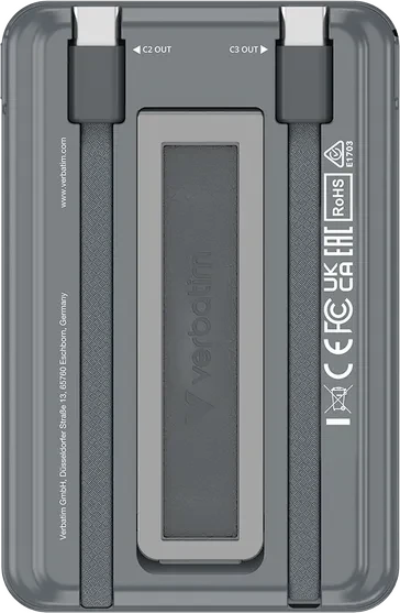 Verbatim Charge 'n' Go Power Bank mit USB-C-Kabel 5000mAh grau