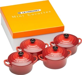 Le Creuset Mini-Cocotte Topf 10cm kirschrot, 4 Stück