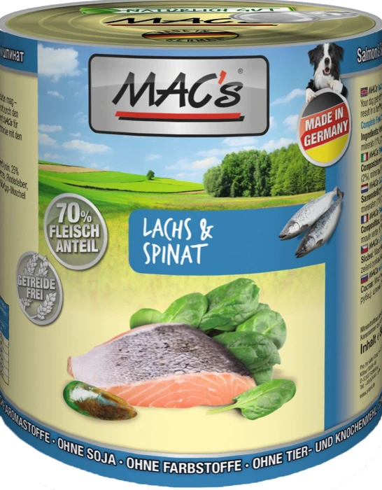 MAC's Dog Lachs mit Pasta und Spinat, 4.80kg (6x 800g)