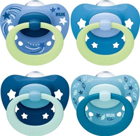 NUK Signature Schnuller, 6-18M, Silikon, blau, 4 Stück
