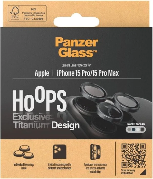 PanzerGlass Hoops Camera Lens Protector für Apple iPhone 15 Pro/15 Pro Max black titanium