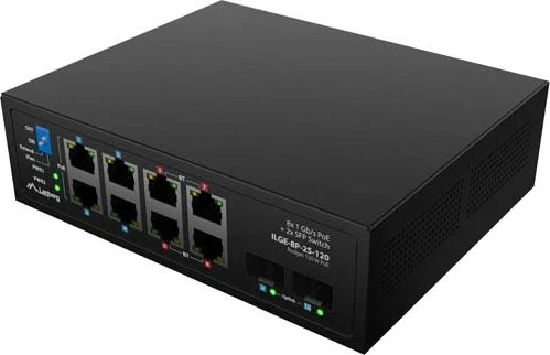 Lanberg ILGE Railmount Gigabit Switch, 8x RJ-45, 2x SFP, 120W PoE++