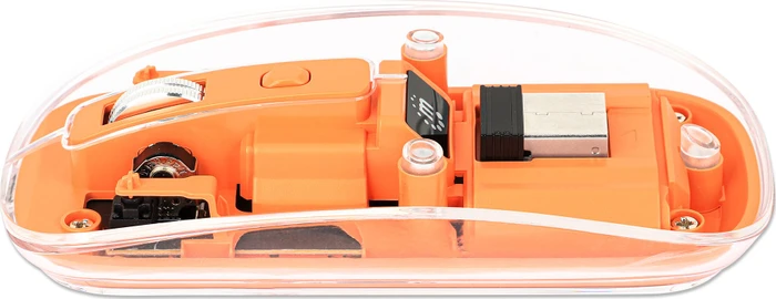Manhattan Transparent Rechargeable Wireless Mouse, transparent/orange, USB