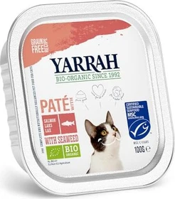 Yarrah Organic Cat Food Pâté with Salmon, 1.60kg (16x 100g)