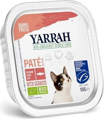 Yarrah Organic Cat Food Pâté with Salmon, 1.60kg (16x 100g)