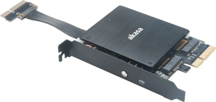 Akasa Dual M.2 PCIe SSD adapter with RGB LED light and heatsink