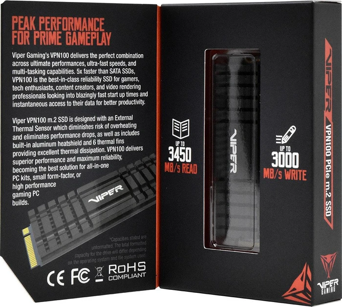Patriot Viper VPN100 512GB, M.2 2280 / M-Key / PCIe 3.0 x4, Kühlkörper