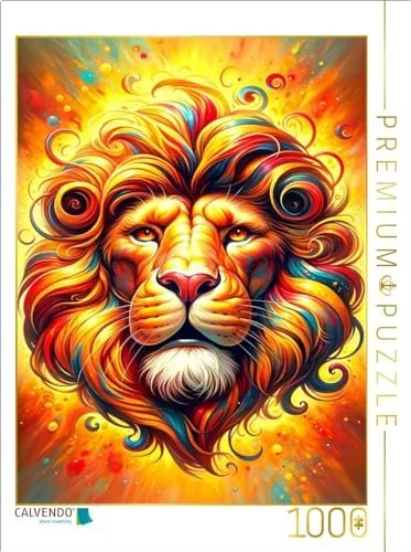 Calvendo Löwe - Ein Motiv aus dem Kalender Sternzeichen - Ein Jahr unter den Sternen mit von KI gemalten Tierkreiszeichen