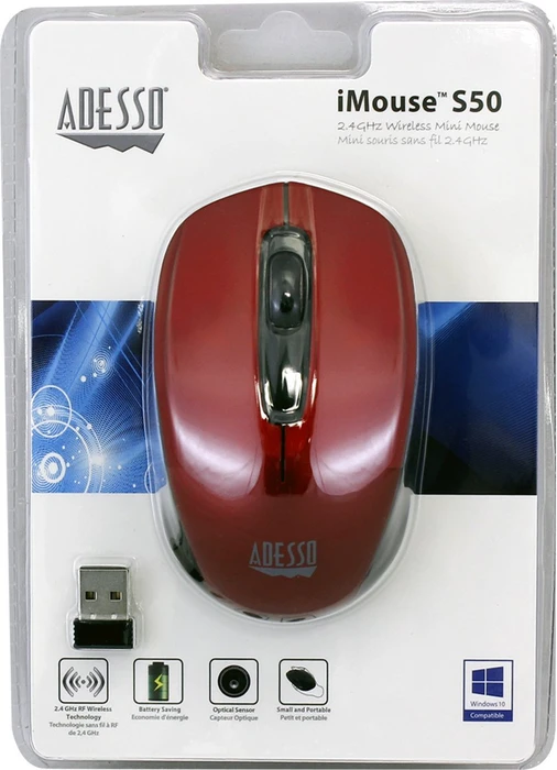 Adesso iMouse S50R Wireless Mini Mouse rot, USB