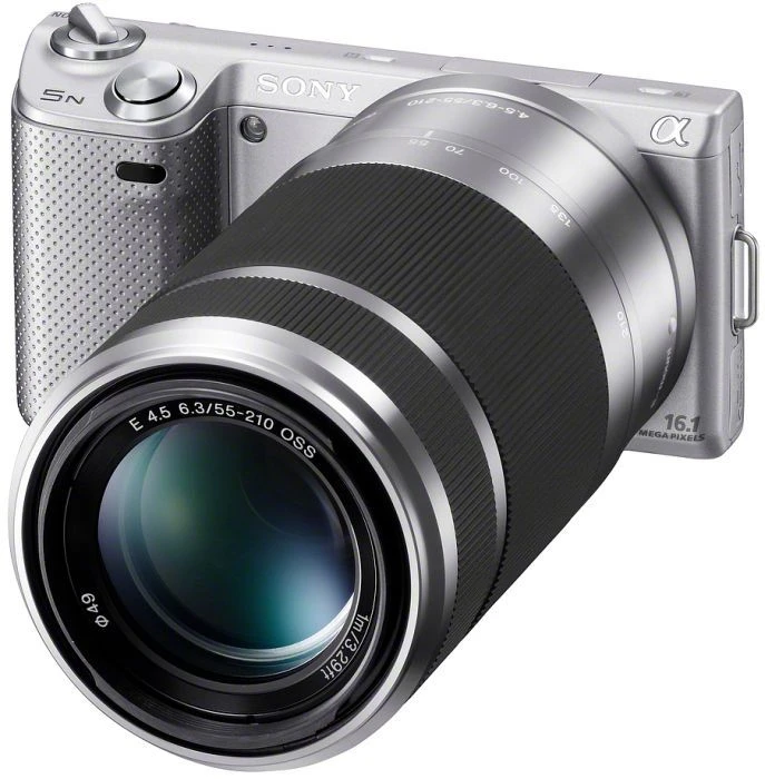 Sony Alpha NEX-5N silber mit Objektiv E 18-55mm 3.5-5.6 OSS und E 55-210mm 4.5-6.3 OSS