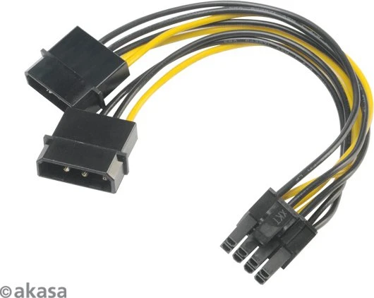 Akasa 2x 4-Pin IDE auf 6/8-Pin PCIe, 150mm