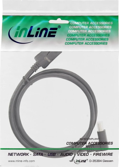 InLine DisplayPort 1.4 Kabel gewinkelt unten schwarz, 3m