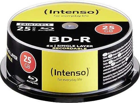 Intenso BD-R 25GB, 6x, 25er Spindel, printable