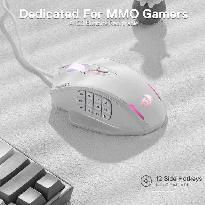 Redragon M908 Impact RGB MMO weiß, USB