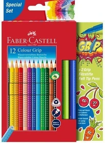 Faber-Castell Colour Grip Promoset 12+2 Buntstift sortiert, Kartonetui, 14er-Set