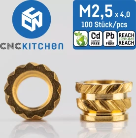 CNC Kitchen Gewindeinsatz M2.5 Standard, 100er-Pack