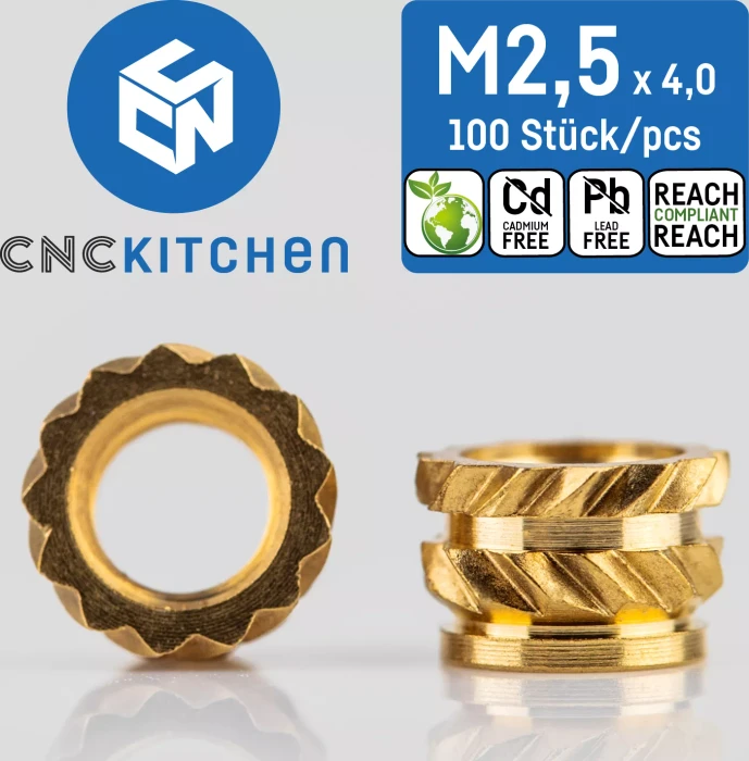 CNC Kitchen Gewindeinsatz M2.5 Standard, 100er-Pack