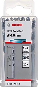 Bosch Professional HSS PointTeQ Spiralbohrer, 4.6x47x80mm, 10 Stück