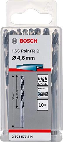 Bosch Professional HSS PointTeQ Spiralbohrer, 4.6x47x80mm, 10 Stück