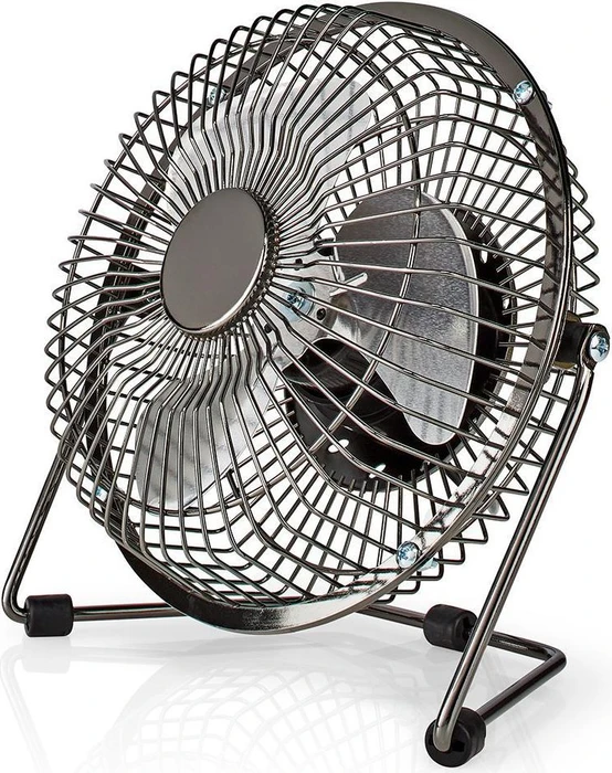 Nedis FNDK1GM15 USB Mini Tischventilator aus Metall 15cm stahlgrau