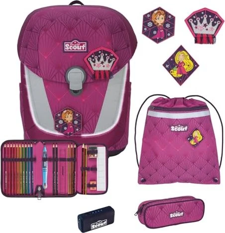 Scout Sunny II Exklusiv Safety Light Diamond Princess Schultaschen-Set, 4-tlg.