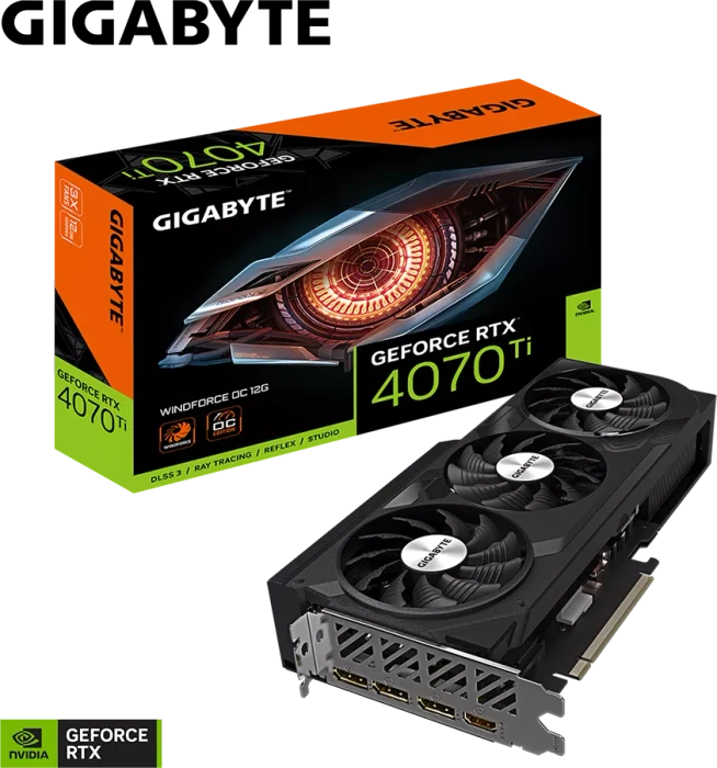 GIGABYTE GeForce RTX 4070 Ti Windforce OC 12G, 12GB GDDR6X, HDMI, 3x DP
