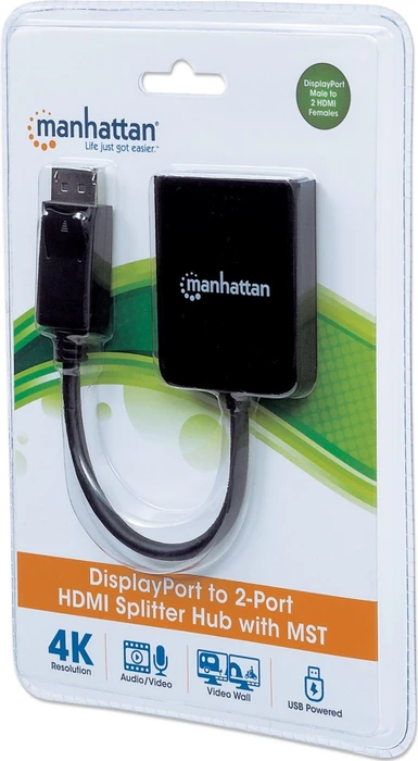 Manhattan DisplayPort auf 2-Port HDMI-Splitter-Hub mit MST