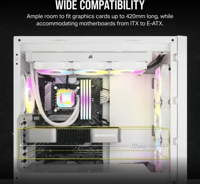 Corsair 5000D Core Airflow, weiß, Glasfenster