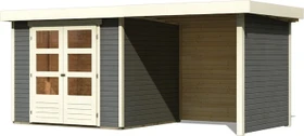 Karibu Askola 3 Gartenhaus inkl. Anbau 2.4m + Rück- und Seitenwand terragrau