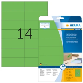 Herma Etiketten, 105x42.3mm, ablösbar, grün, 20 Blatt (280 Etiketten)