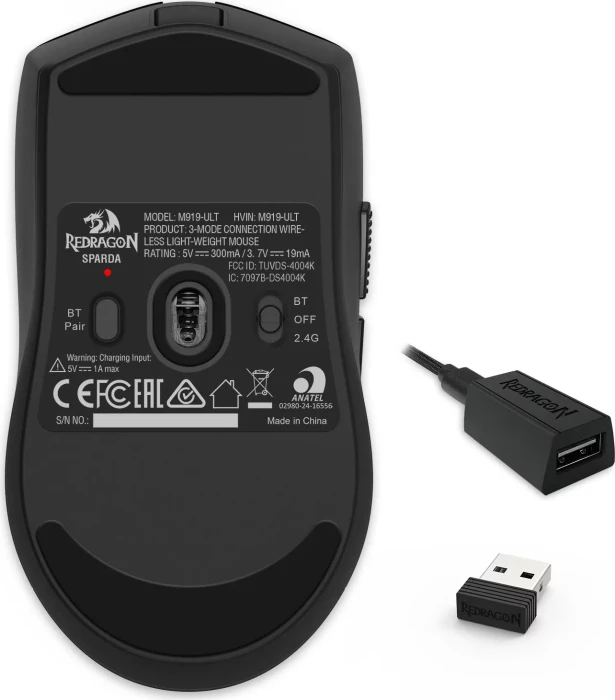 Redragon M919 SPARDA Ultra 8K Wireless Gaming Mouse schwarz, USB/Bluetooth