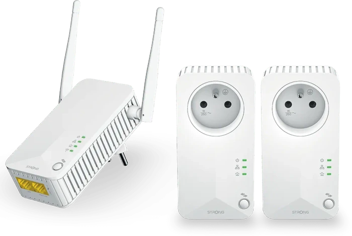 Strong Powerline Wi-Fi 600 Kit, V2, Powerline/WLAN-Access Point und 2x Powerline-Adapter Set, 3er-Bundle