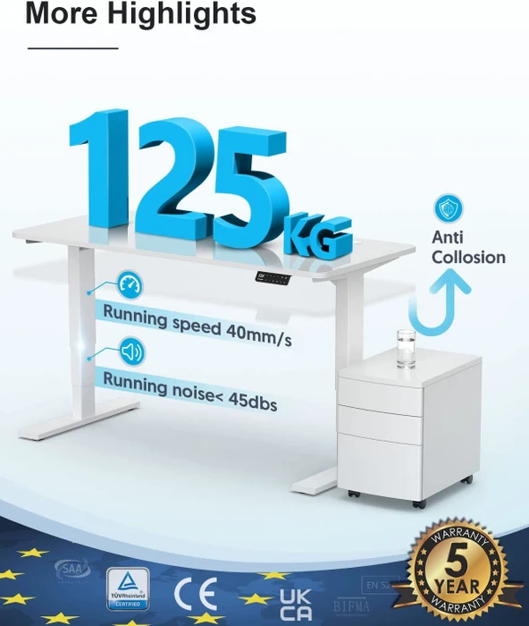 Maidesite T2 Pro Plus elektrisch höhenverstellbares Sitz-Steh-Schreibtischgestell weiß