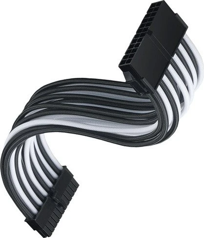 SilverStone PP07E Serie P07E-MBBW, 24-Pin ATX Verlängerungskabel, 300mm, sleeved schwarz/weiß