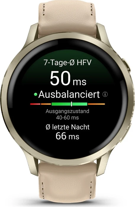 Garmin Venu 4S lunar gold/bone/light sand leather