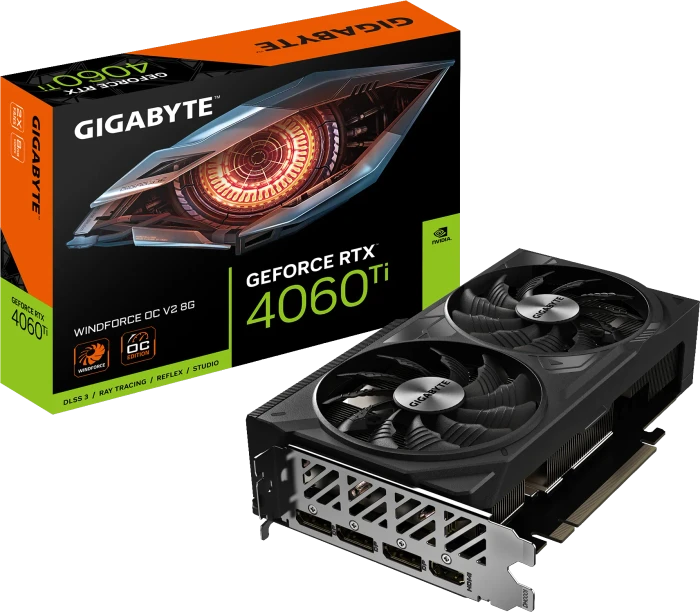 GIGABYTE GeForce RTX 4060 Ti Windforce OC 8G V2, 8GB GDDR6, 2x HDMI, 2x DP