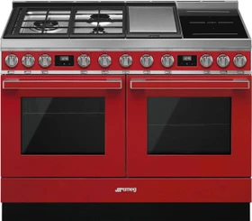 Smeg Portofino CPF120IGMPR Doppel-Elektroherd mit Gas-/Induktionskochfeld