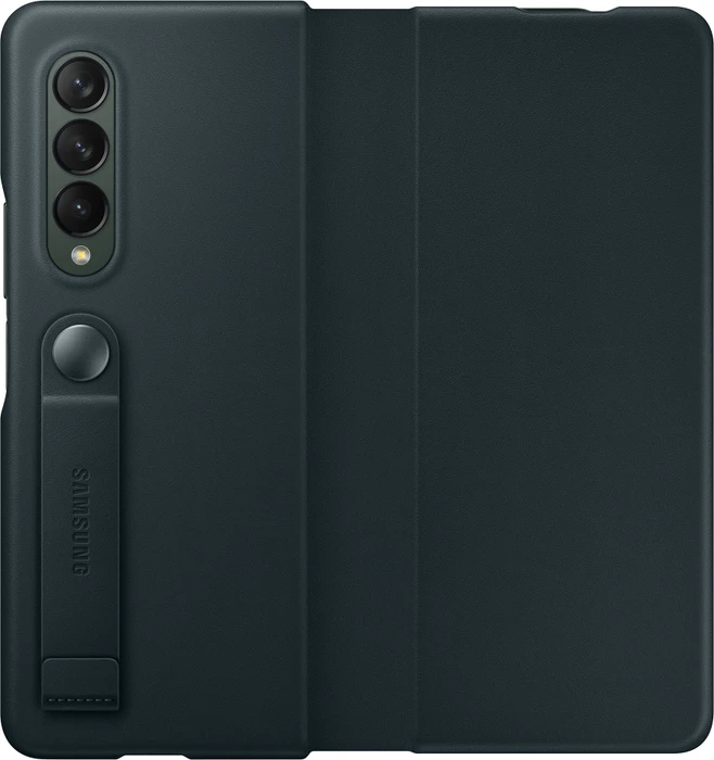 Samsung Leather Flip Cover für Galaxy Z Fold 3 5G grün