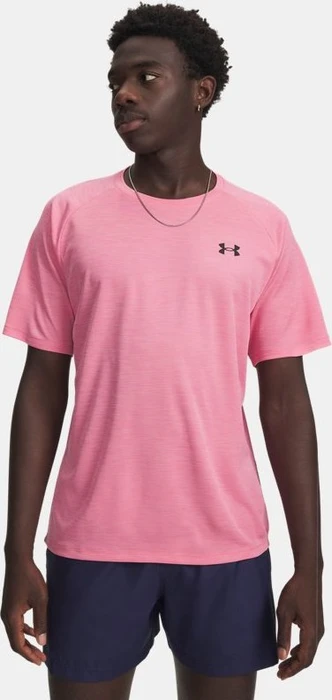 Under Armour Tech Textured Funktionsshirt kurzarm prime pink/black (Herren)