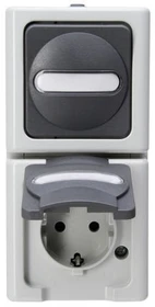 Kopp Blue Electric Aus-/Wechselschalter-Steckdosenkombination, grau