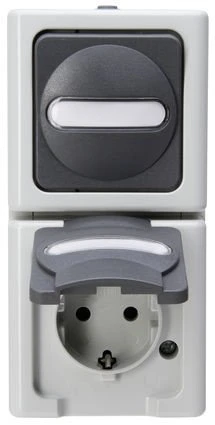 Kopp Blue Electric Aus-/Wechselschalter-Steckdosenkombination, grau