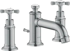 Hansgrohe Axor Montreux 3-Loch Waschtischarmatur 30 mit Kreuzgriffen und Zugstangen-Ablaufgarnitur brushed chrome