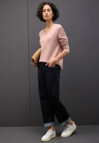 Street One Kuscheliger V-Neck Pullover faded rose mel. (Damen)