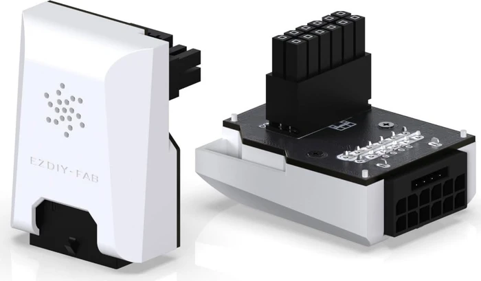 EZDIY-FAB 12VHPWR Winkeladapter 90°, Variante RVS, Sense-Pins an der Oberseite, weiß, 450W