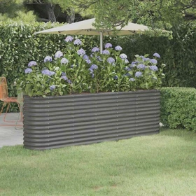 vidaXL Stahl Hochbeet oval 224x40cm grau